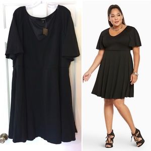 Torrid Ponte Capelet Skater Dress Black 5X NWT
